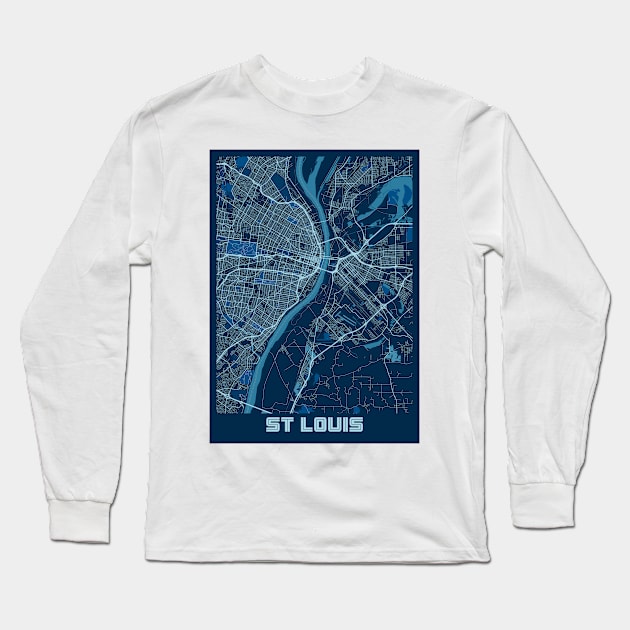 St Louis - Missouri Peace City Map Long Sleeve T-Shirt by tienstencil